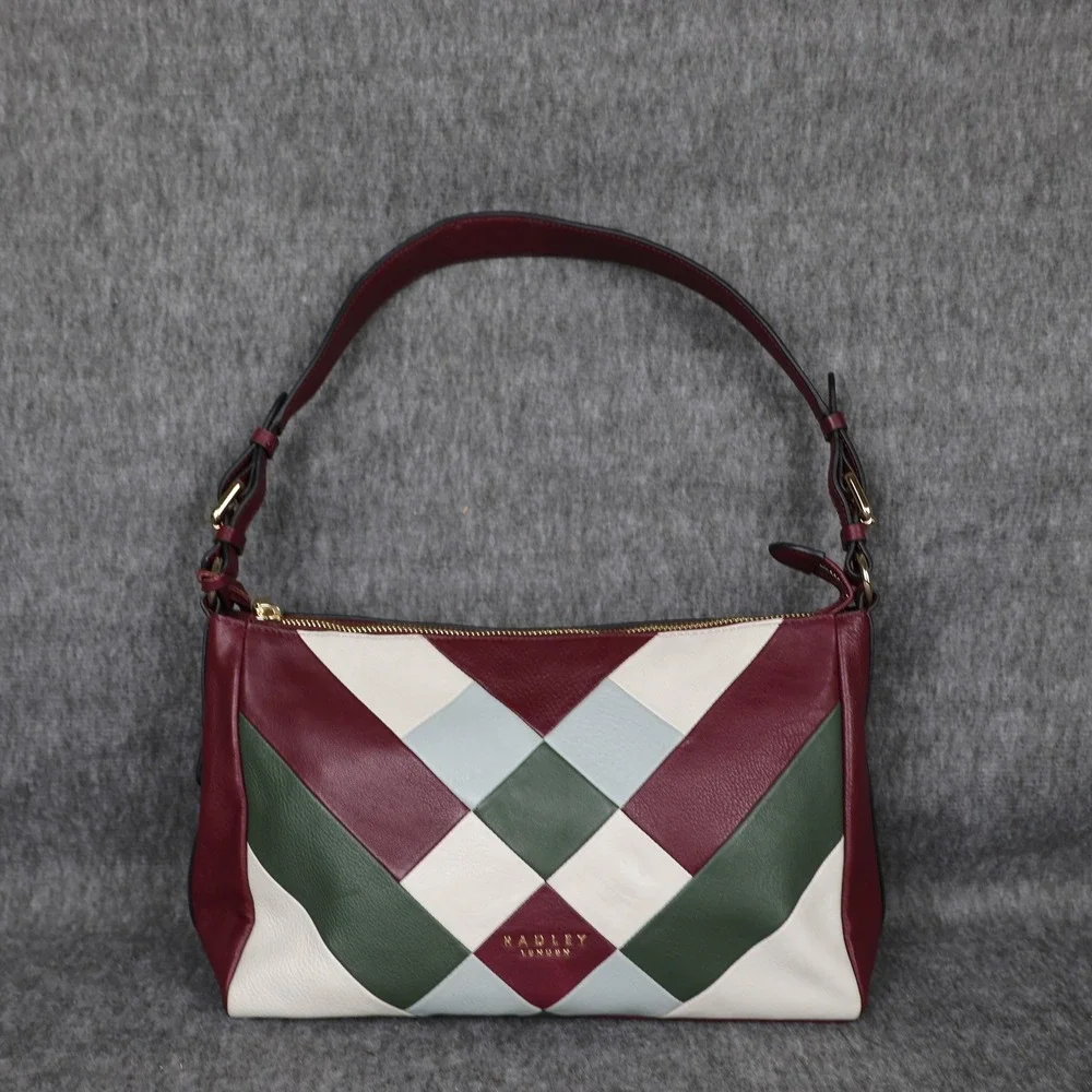 Radley London Shoulder Bag Womens Medium Multicolor Leather Colorblock Zip
